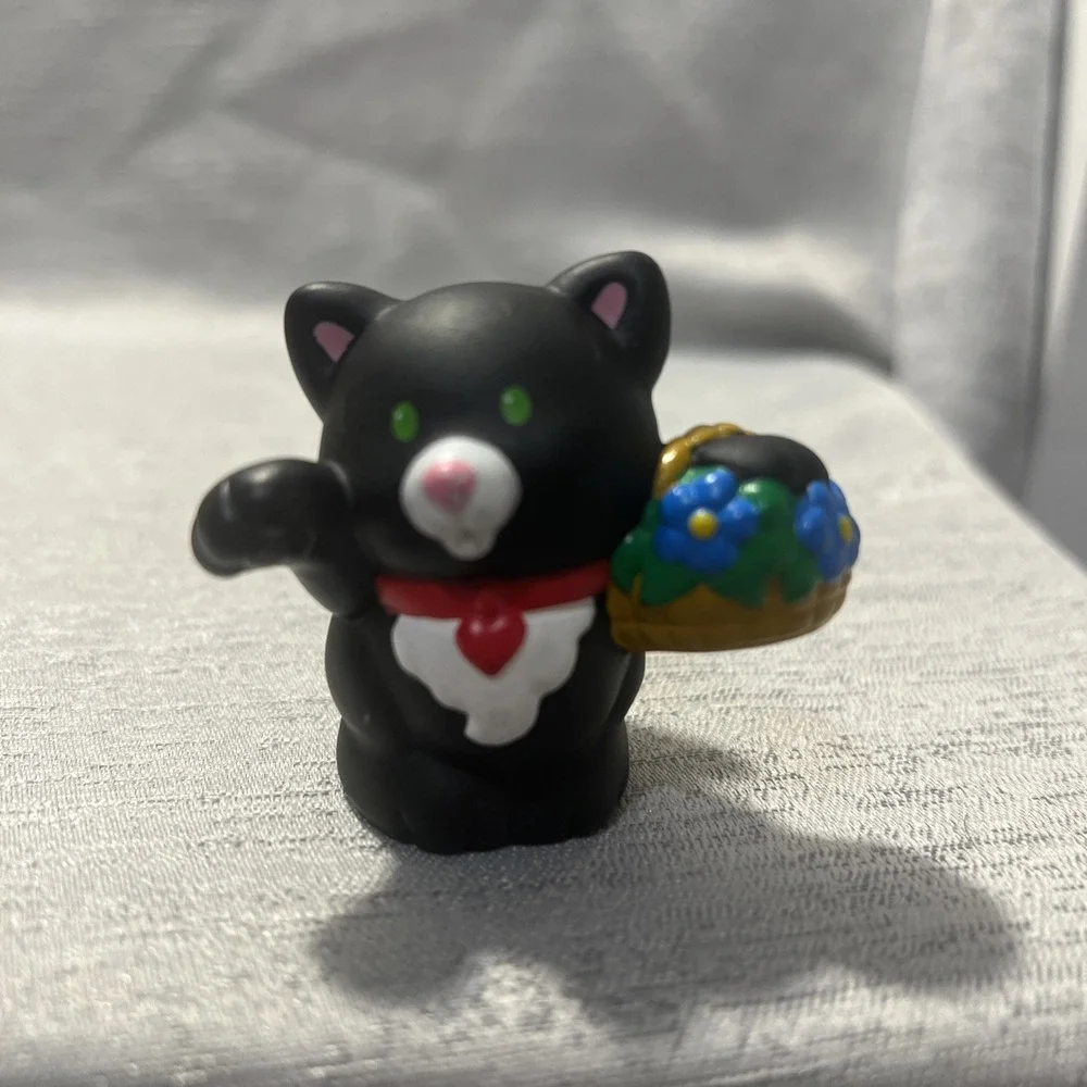 Fisher Price Little People Black Cat Flower Basket Kitty For House Halloween2002